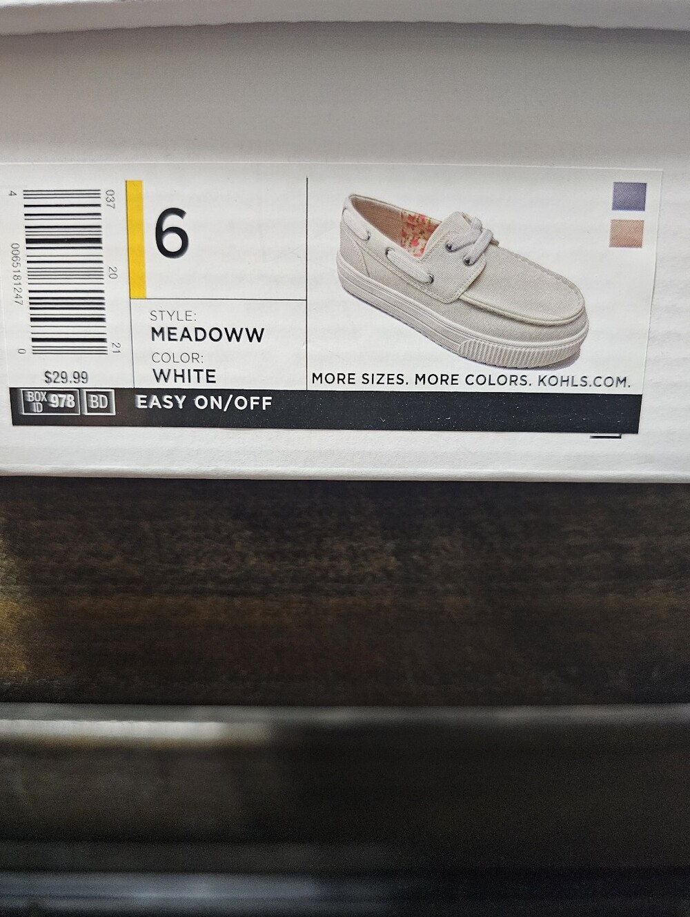 Big Kids Size 6 Glitter White Slip-On Boat Shoe